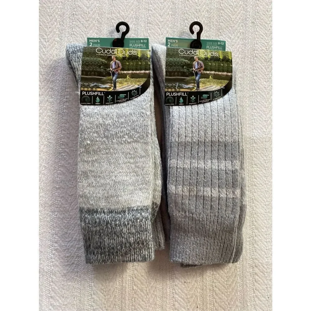 CUDDL DUDS MENS ClimateSmart TWO 2-PackS Sports Stripe and Colorblock Crew Socks